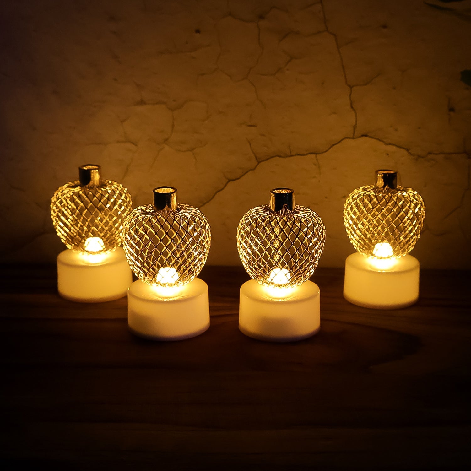 Decorative Apple Shape LED Tealight Candles - (4 Pc) Decorative Apple Shape LED Tealight Candles - (4 Pc)